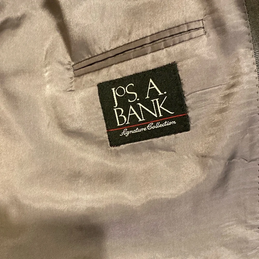 Men’s, Jos A. Bank, Grey, 2-Button Business Suit, Size: 48R